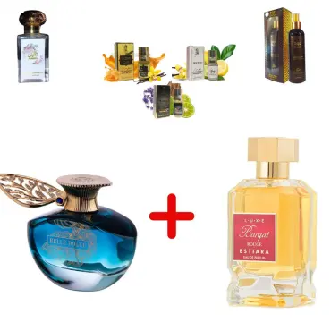  Fragrance World Belle Dolce + Estiara Barqat Rouge + Otoori Jameela + 3 мини парфюмни масла + Otoori Oud